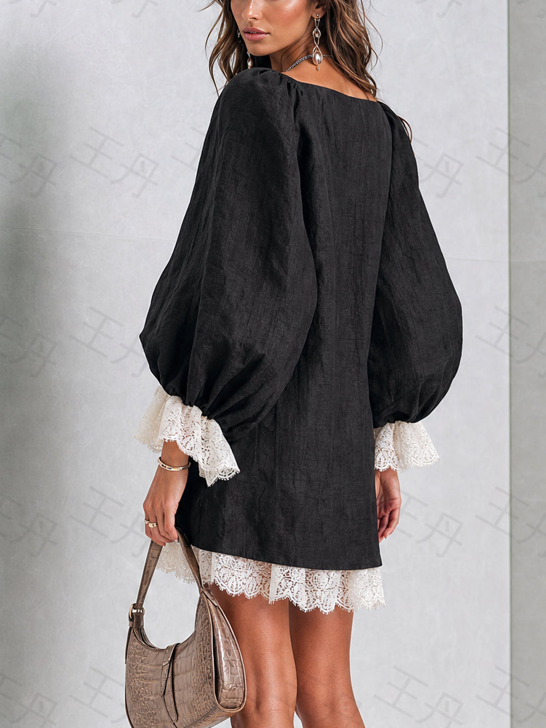 Nadia Asymmetric Lace-Trim Dress