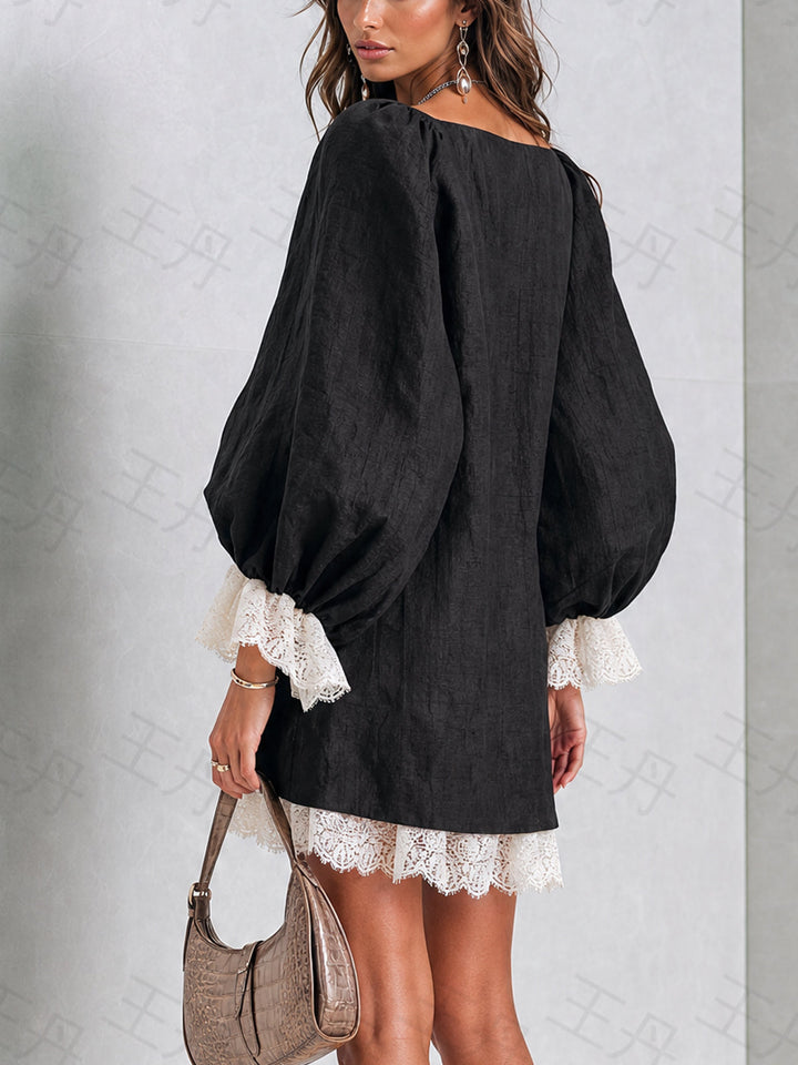 Nadia Asymmetric Lace-Trim Dress