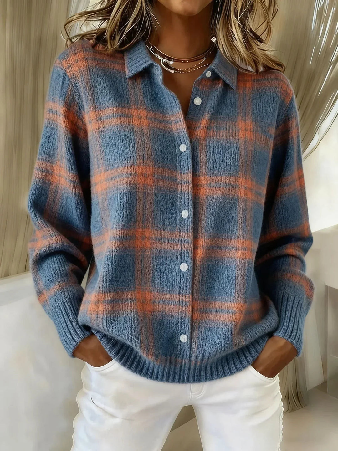 Mira Checked Knit Cardigan