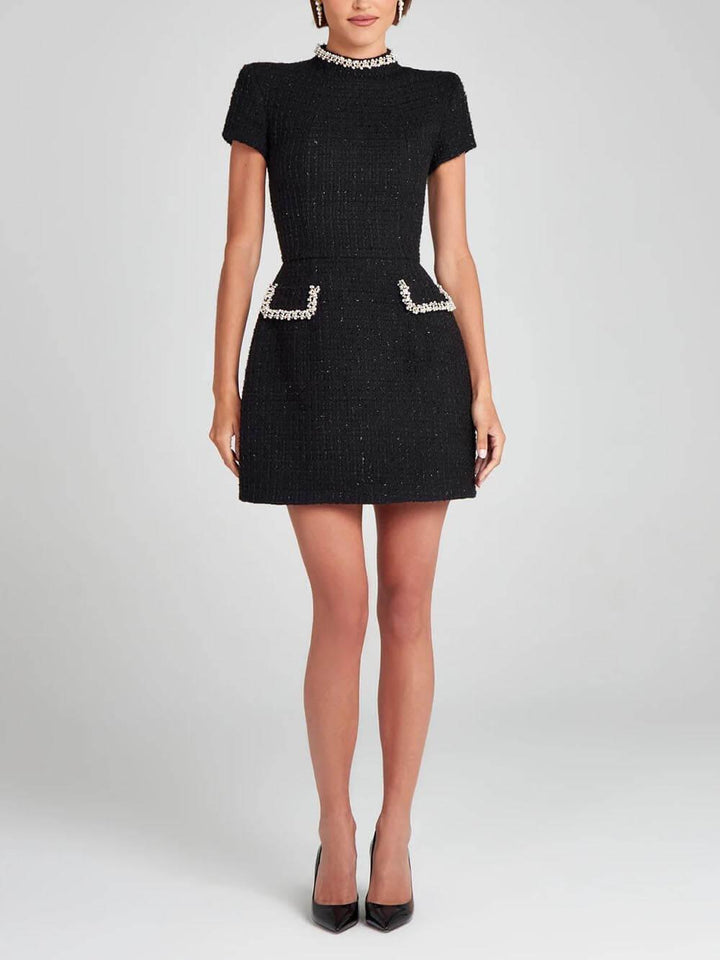 Colette Pearl-Trim Mini Dress
