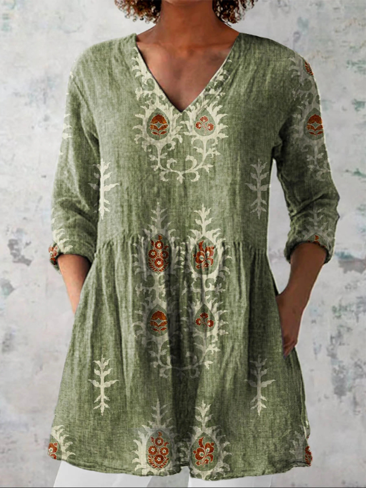 Nora V-Neck Tunic Blouse