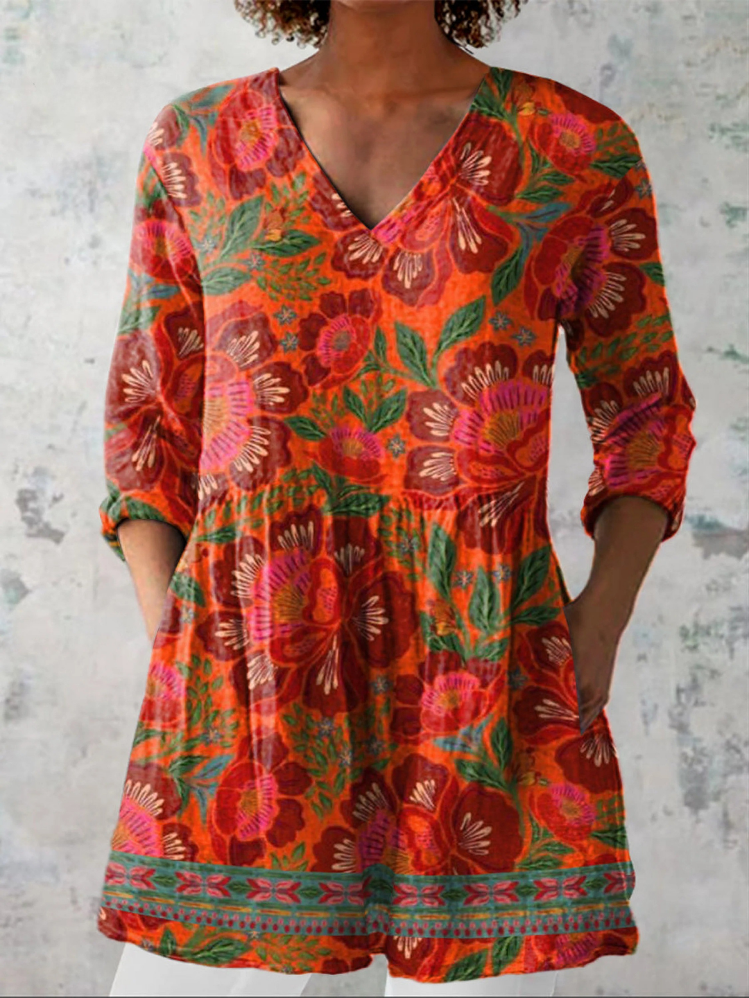 Elara V-Neck Tunic Blouse