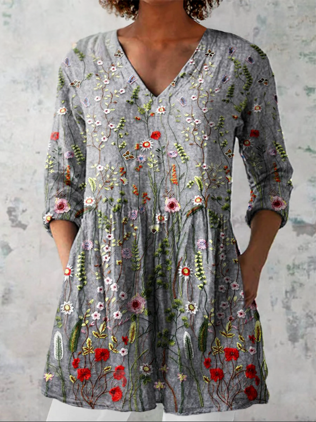 Esme V-Neck Longline Blouse