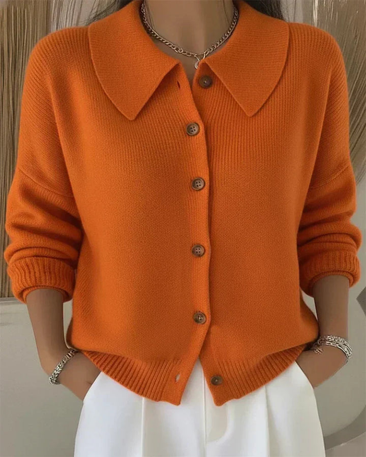 Mara Button-Front Collared Cardigan