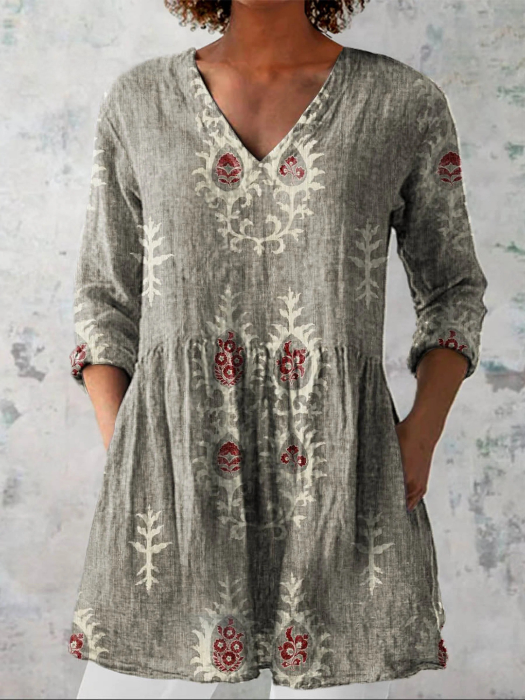 Nora V-Neck Tunic Blouse