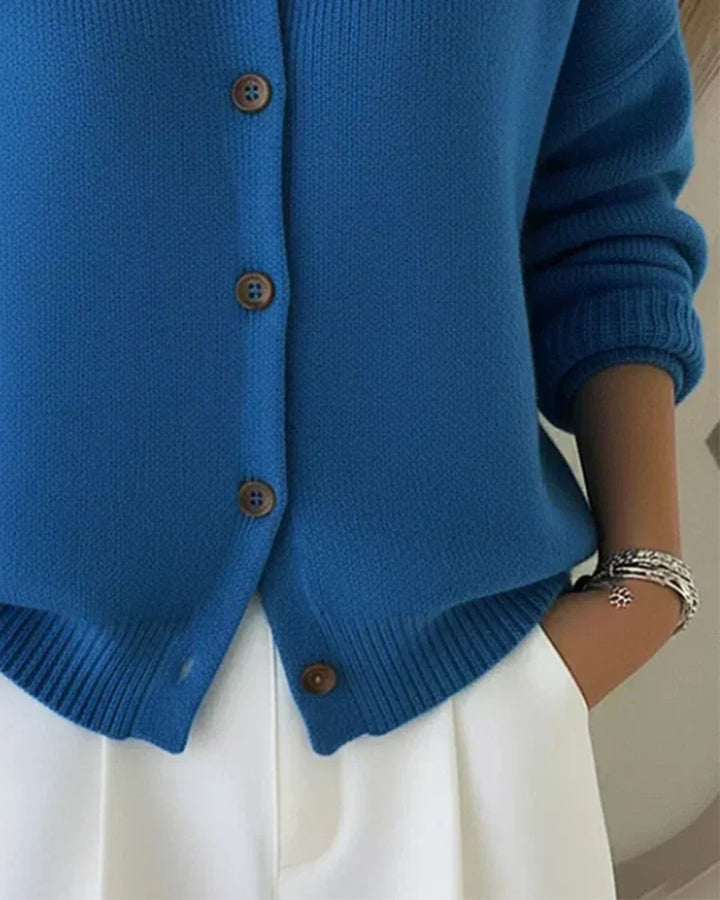 Mara Button-Front Collared Cardigan
