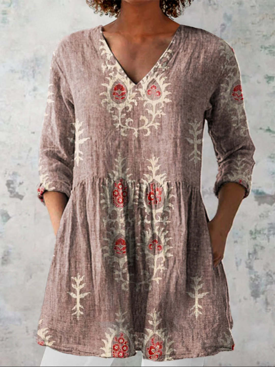 Nora V-Neck Tunic Blouse