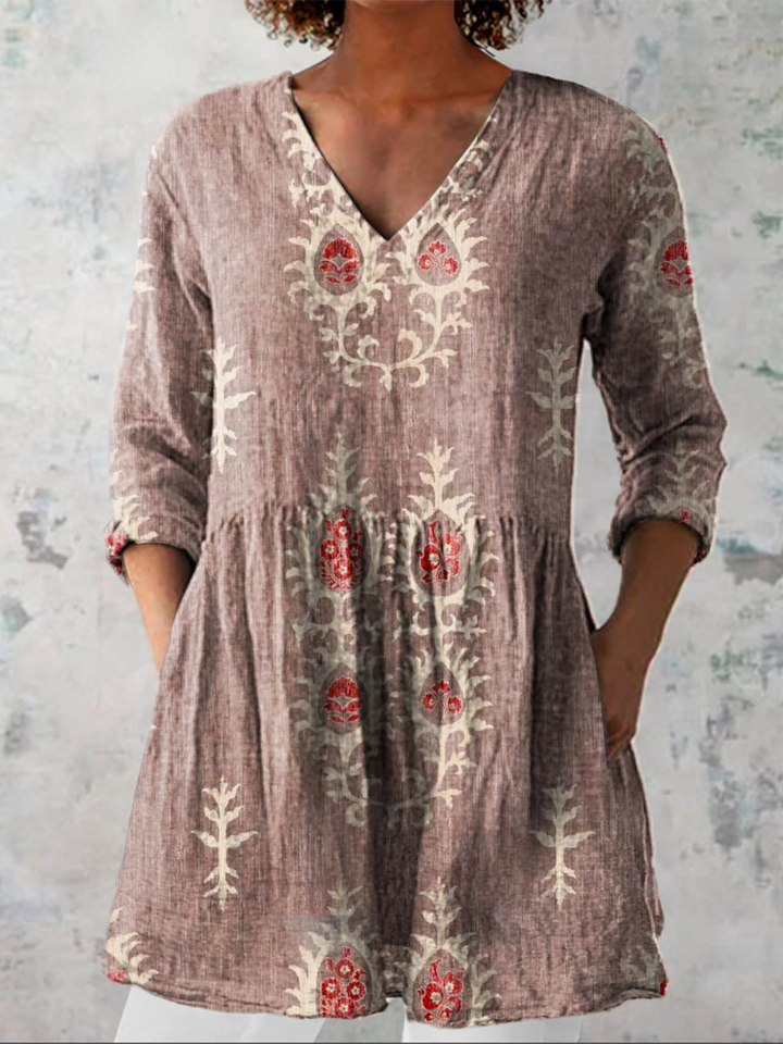 Nora V-Neck Tunic Blouse
