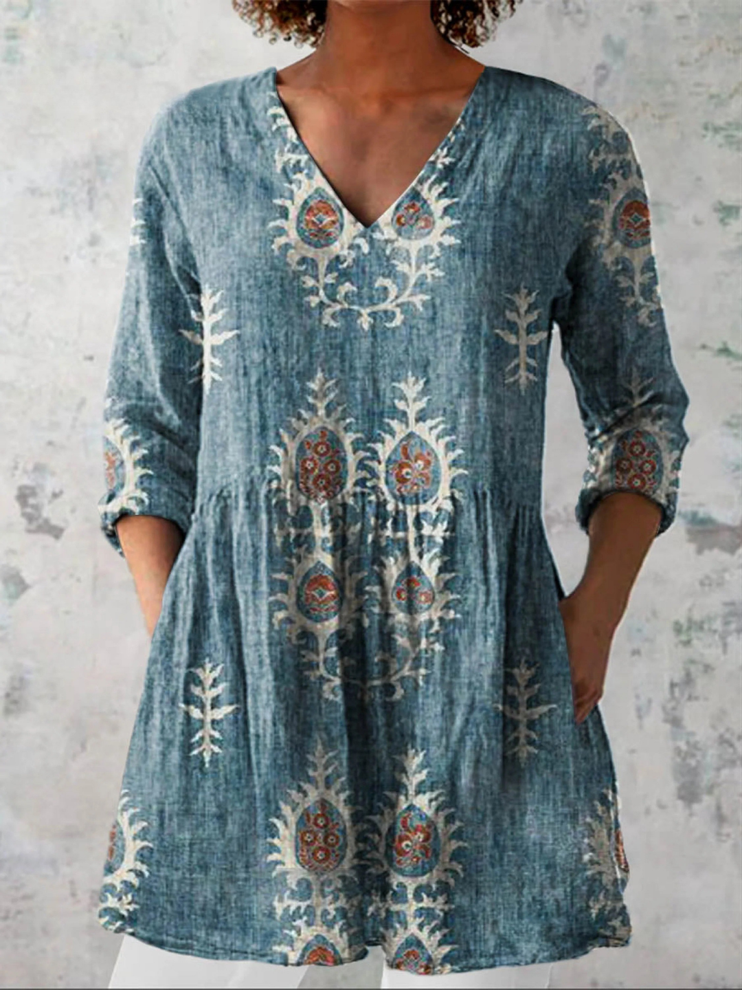 Nora V-Neck Tunic Blouse