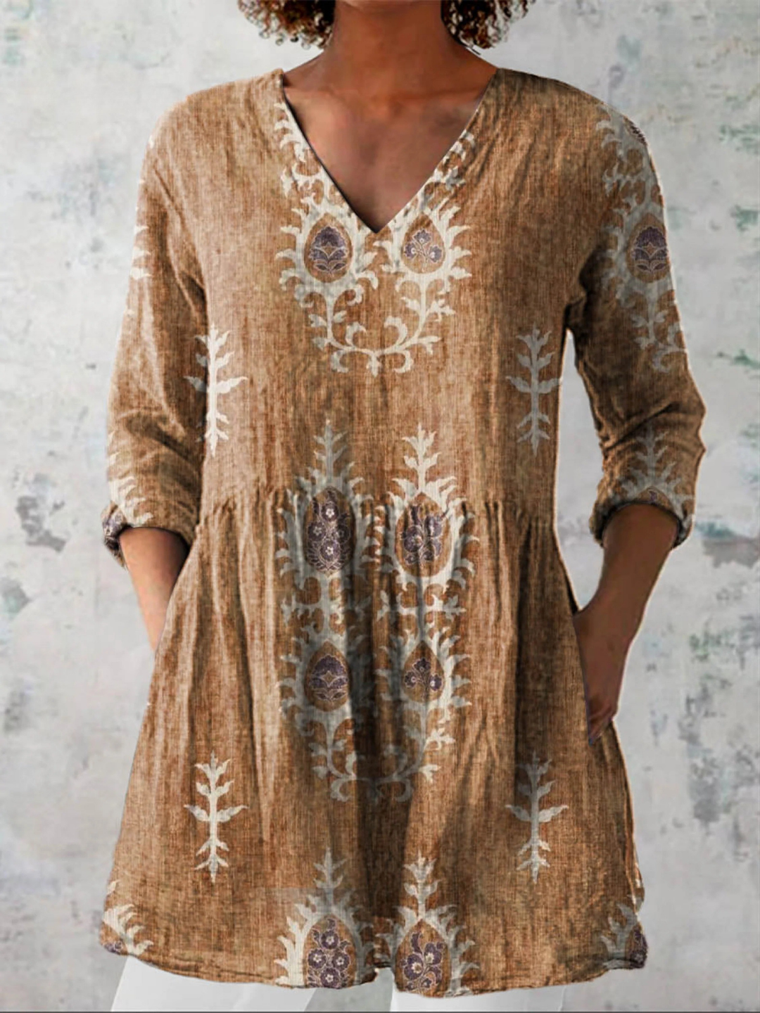 Nora V-Neck Tunic Blouse