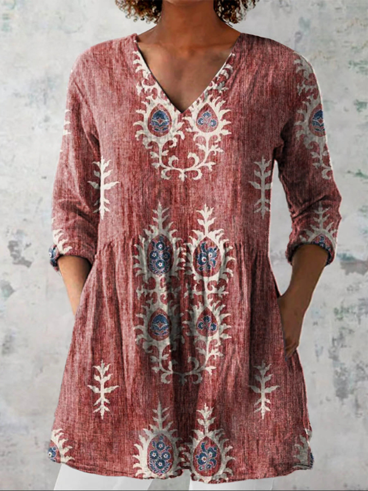 Nora V-Neck Tunic Blouse