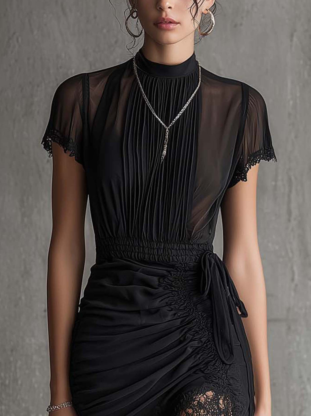 Cleo Lace-Trim Mini Dress