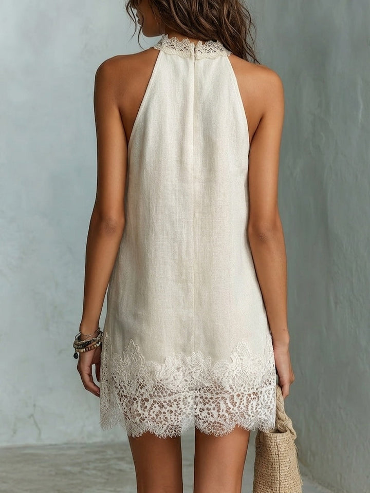 Cora Lace-Trim Halter Dress
