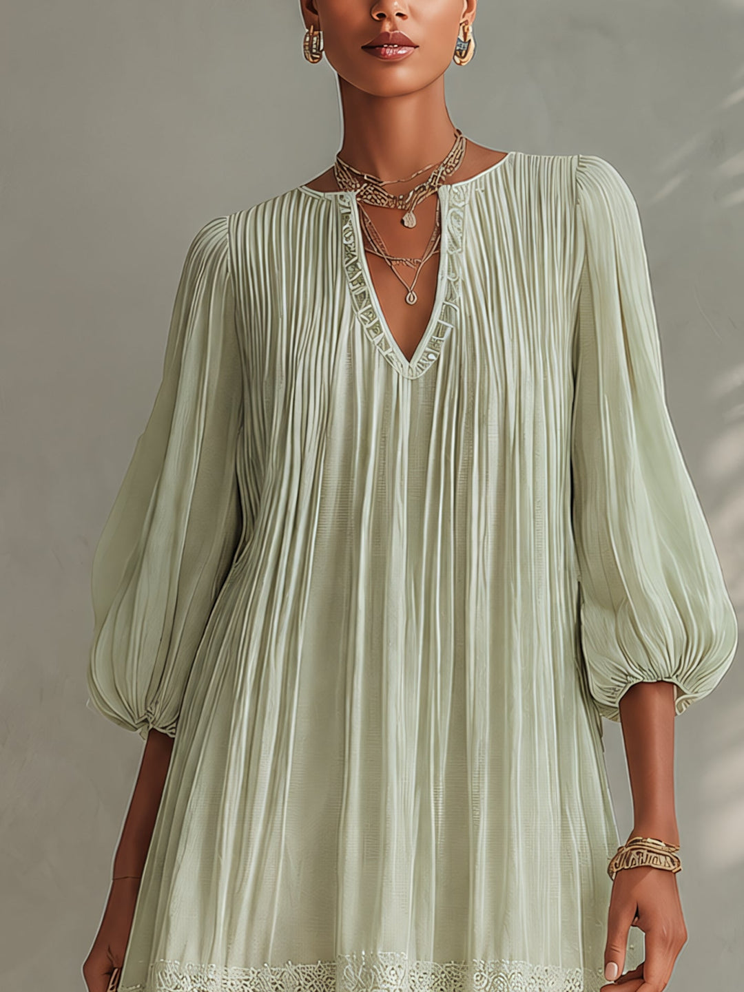 Kaia Lantern Sleeve Mini Dress