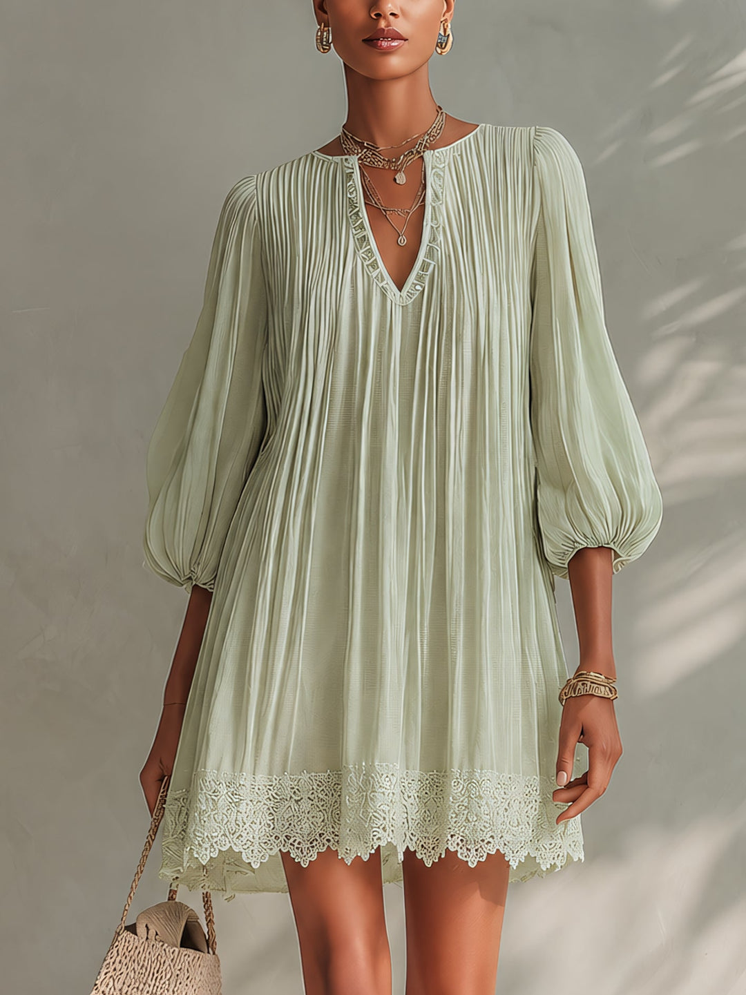 Kaia Lantern Sleeve Mini Dress