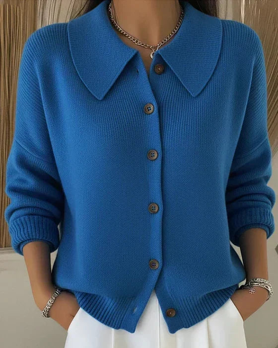 Mara Button-Front Collared Cardigan