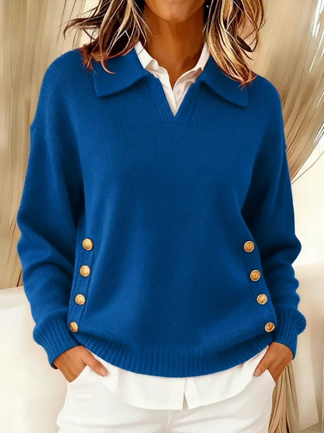 Aria Collared V-Neck Sweater