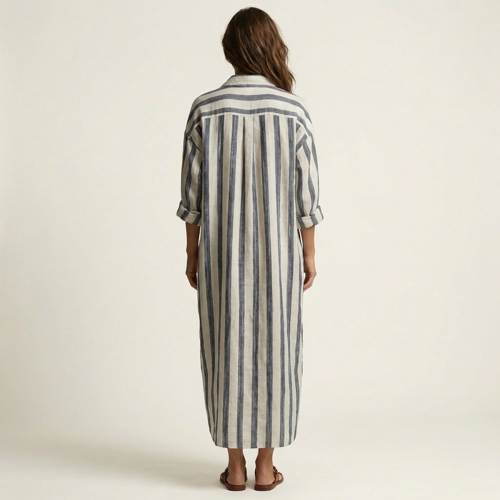 Elara Stripe-Print Maxi Dress