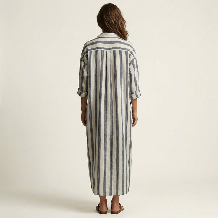 Elara Stripe-Print Maxi Dress