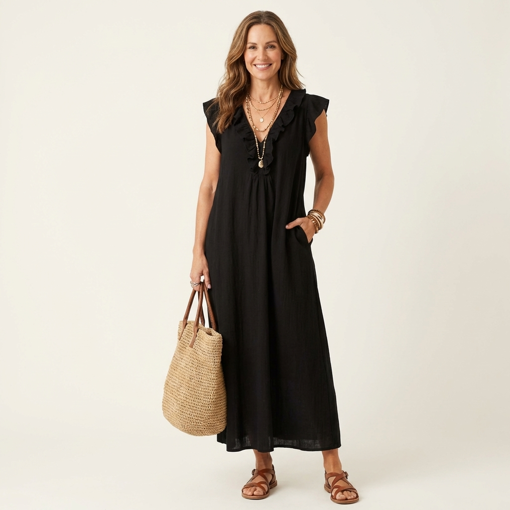 Elara V-Neck Maxi Dress