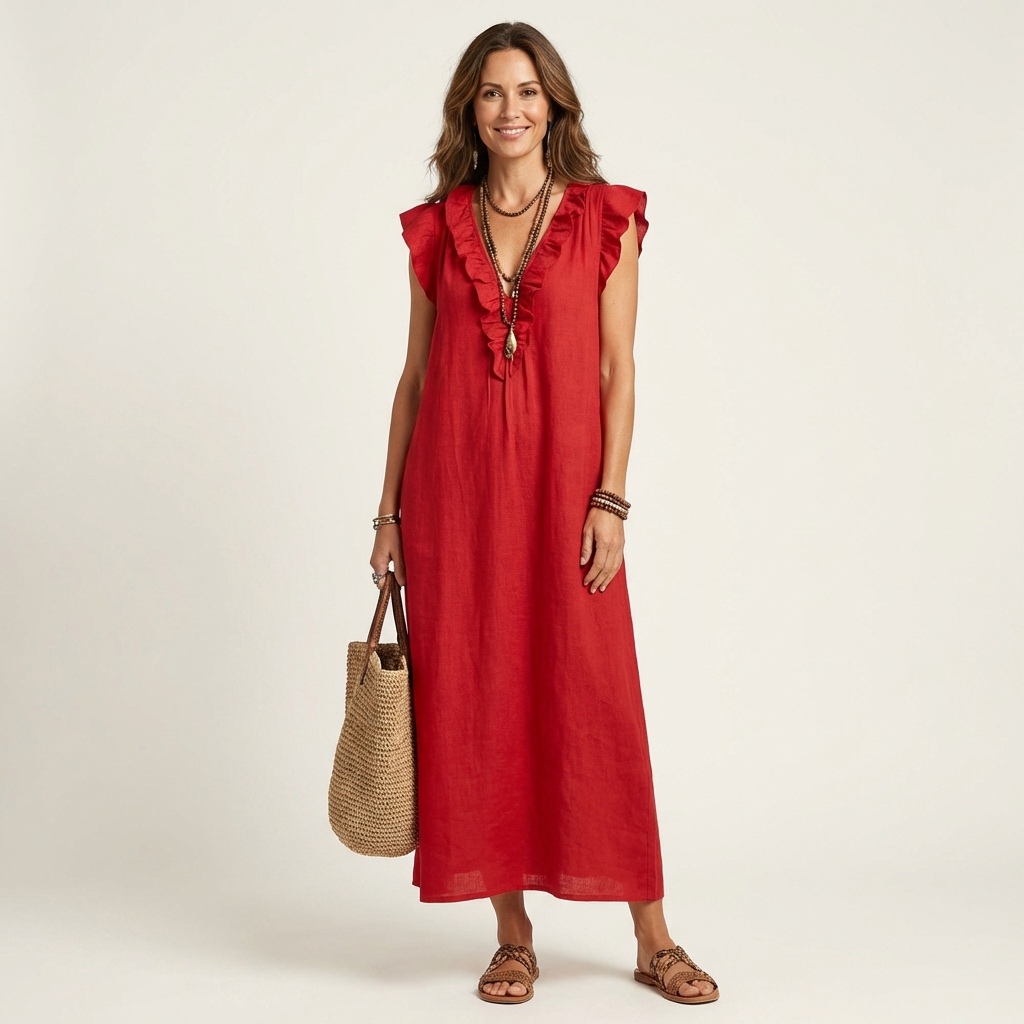 Elara V-Neck Maxi Dress