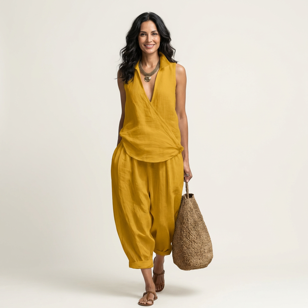 Rhea Tie-Front Wide-Leg Set