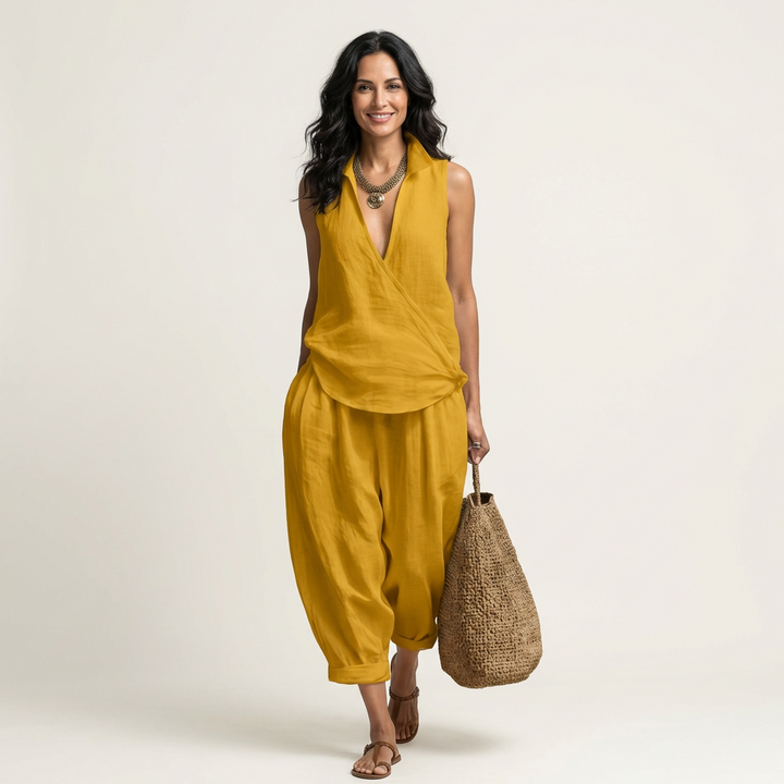 Rhea Tie-Front Wide-Leg Set