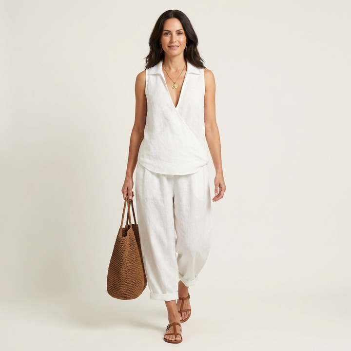 Rhea Tie-Front Wide-Leg Set