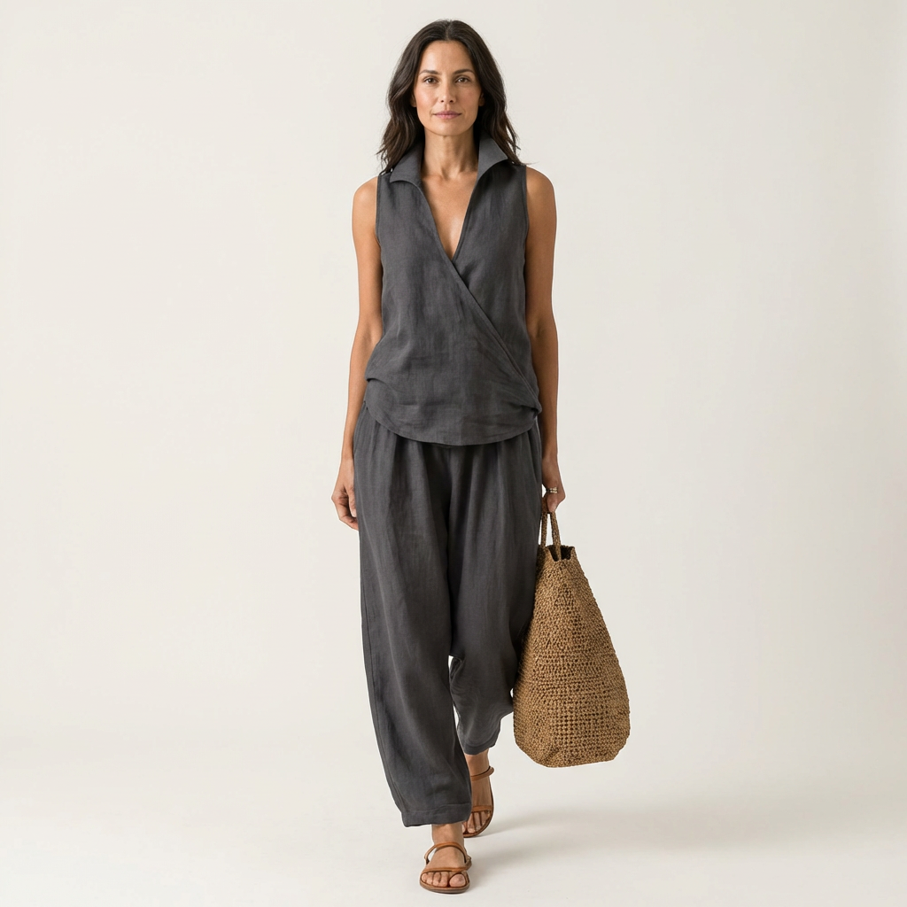 Rhea Tie-Front Wide-Leg Set
