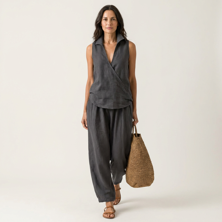 Rhea Tie-Front Wide-Leg Set