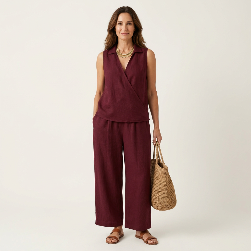 Rhea Tie-Front Wide-Leg Set
