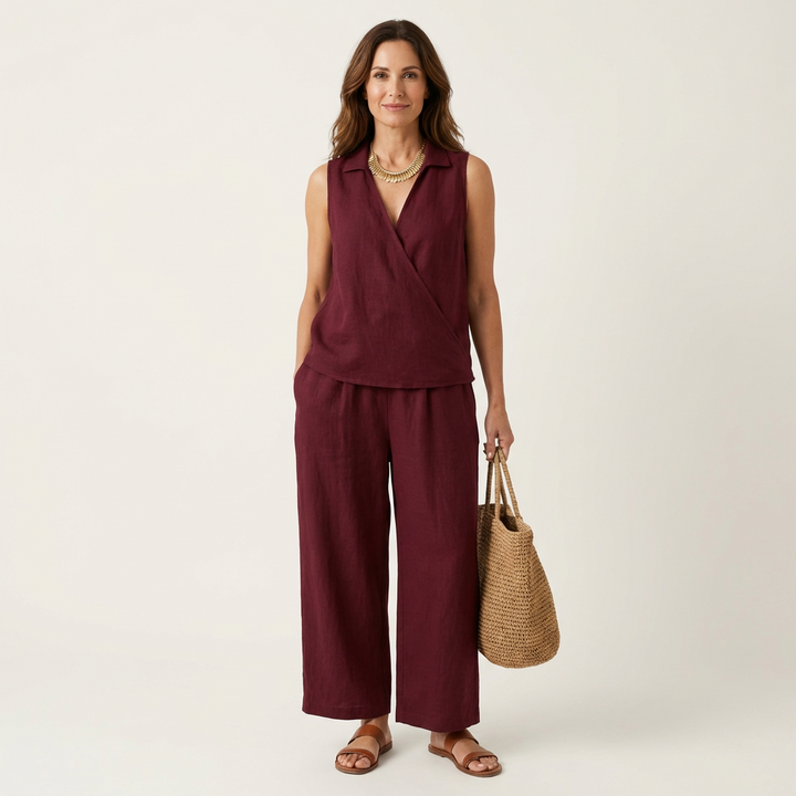 Rhea Tie-Front Wide-Leg Set