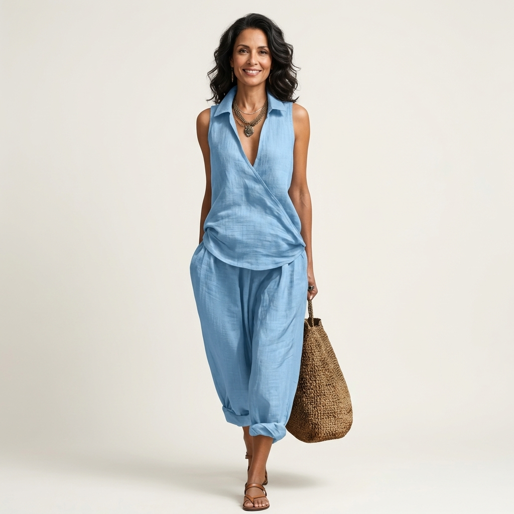 Rhea Tie-Front Wide-Leg Set