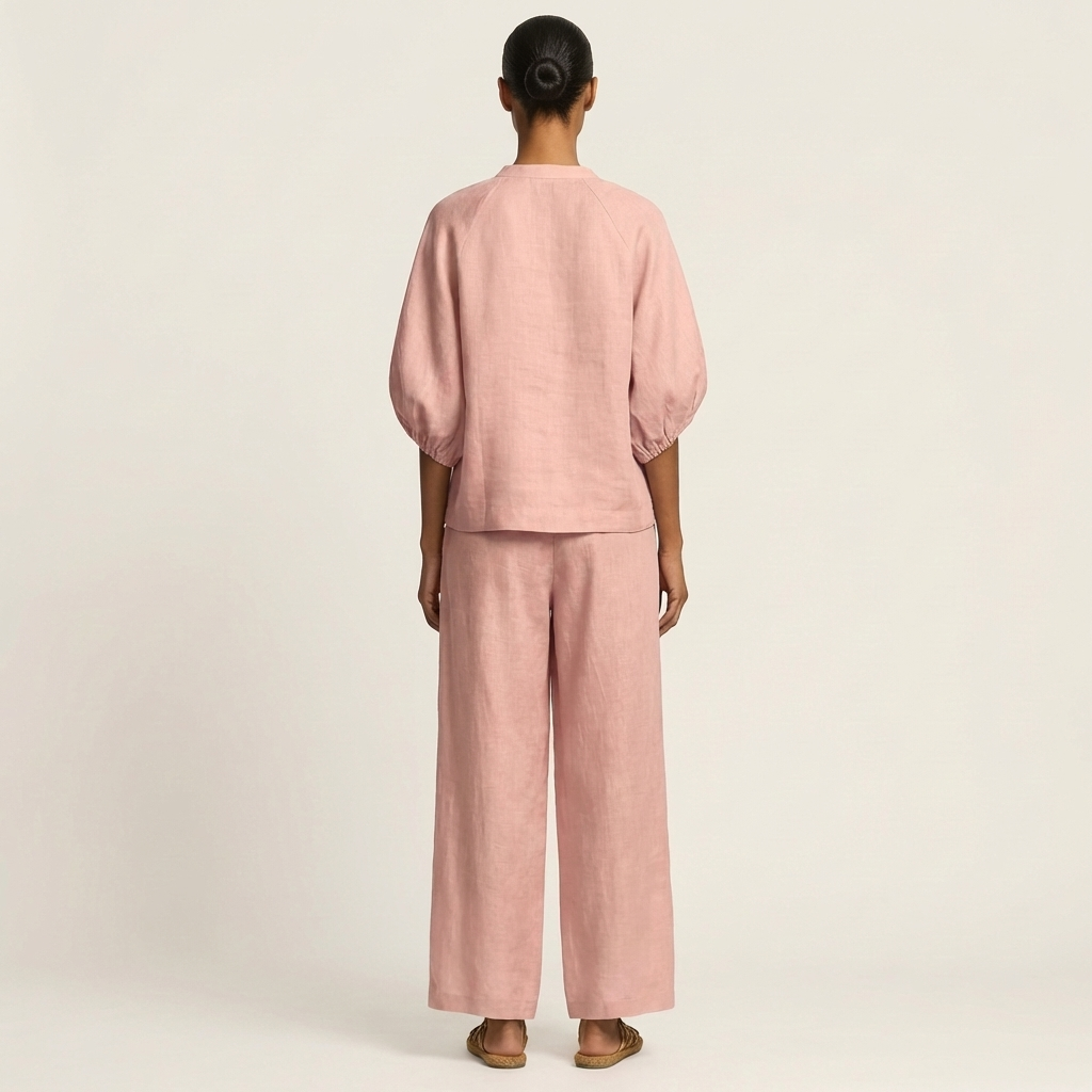 Nola Zip-Front Puff-Sleeve Set