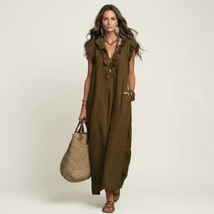 Elara V-Neck Maxi Dress