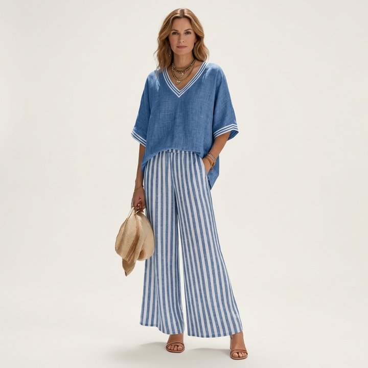 Tessa Striped Wide-Leg Set