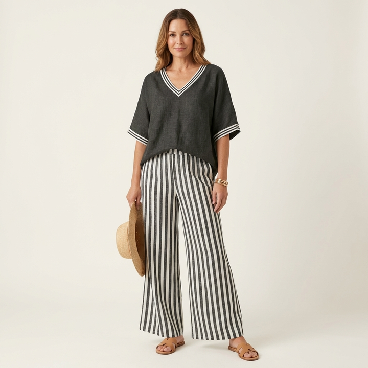 Tessa Striped Wide-Leg Set