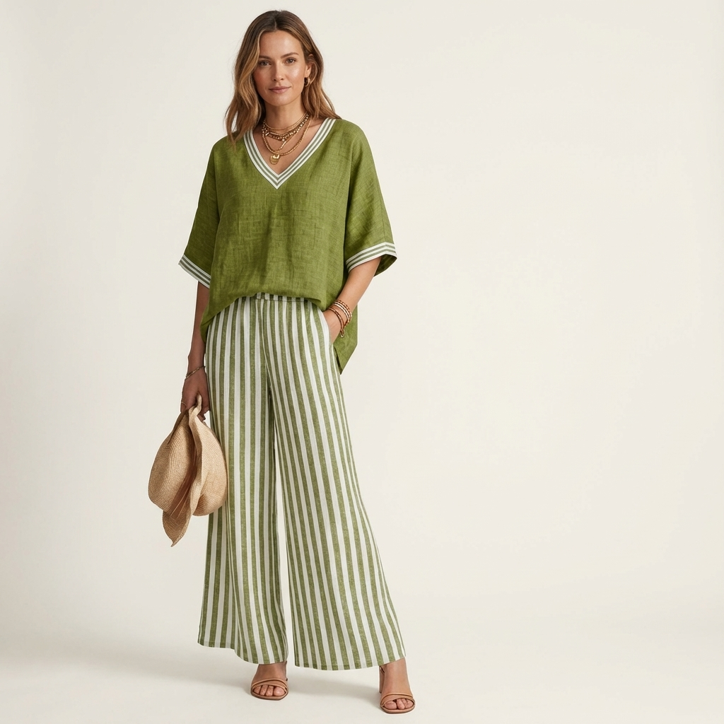 Tessa Striped Wide-Leg Set
