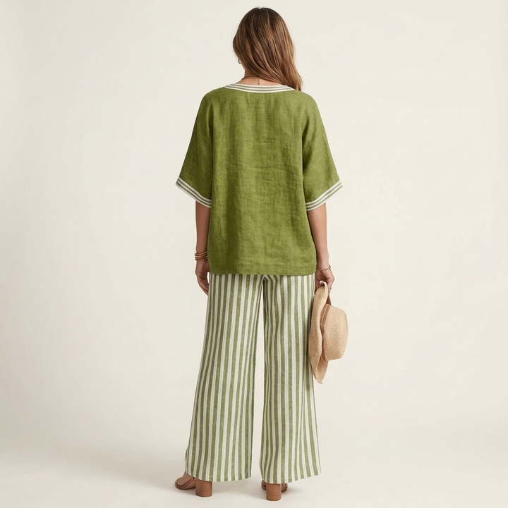Tessa Striped Wide-Leg Set