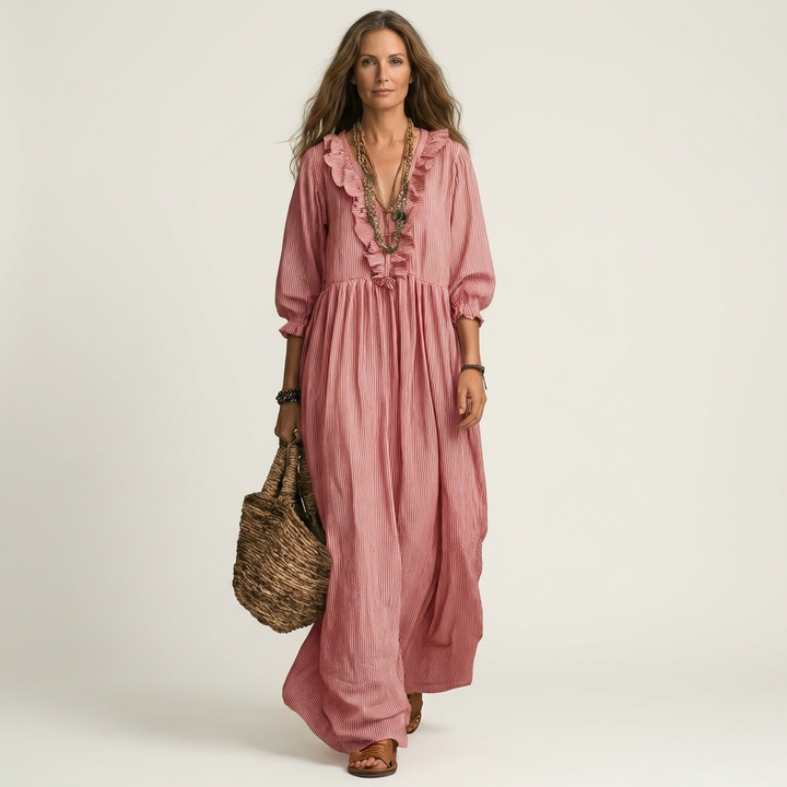 Lena Lantern-Sleeve Maxi Dress