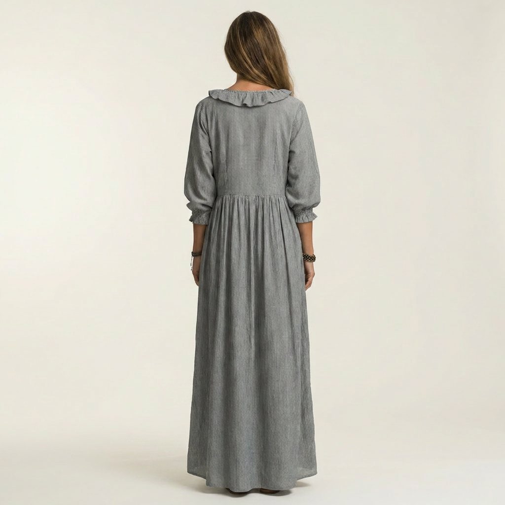 Lena Lantern-Sleeve Maxi Dress