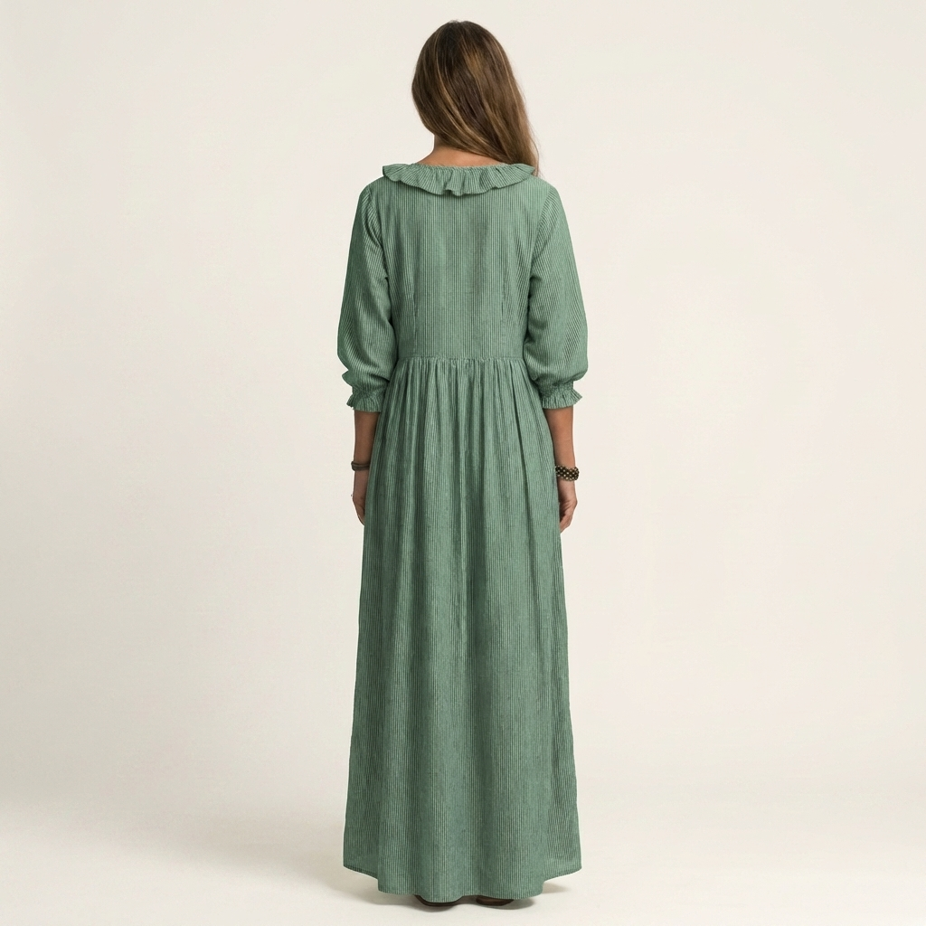 Lena Lantern-Sleeve Maxi Dress