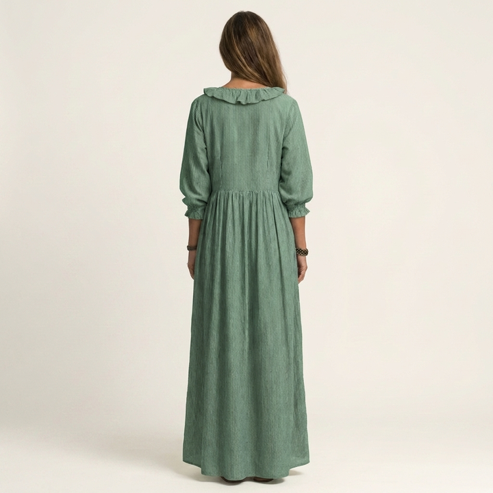 Lena Lantern-Sleeve Maxi Dress