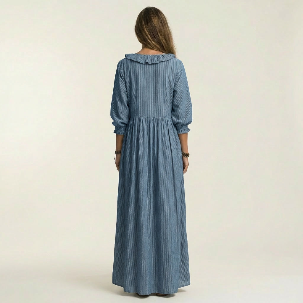 Lena Lantern-Sleeve Maxi Dress