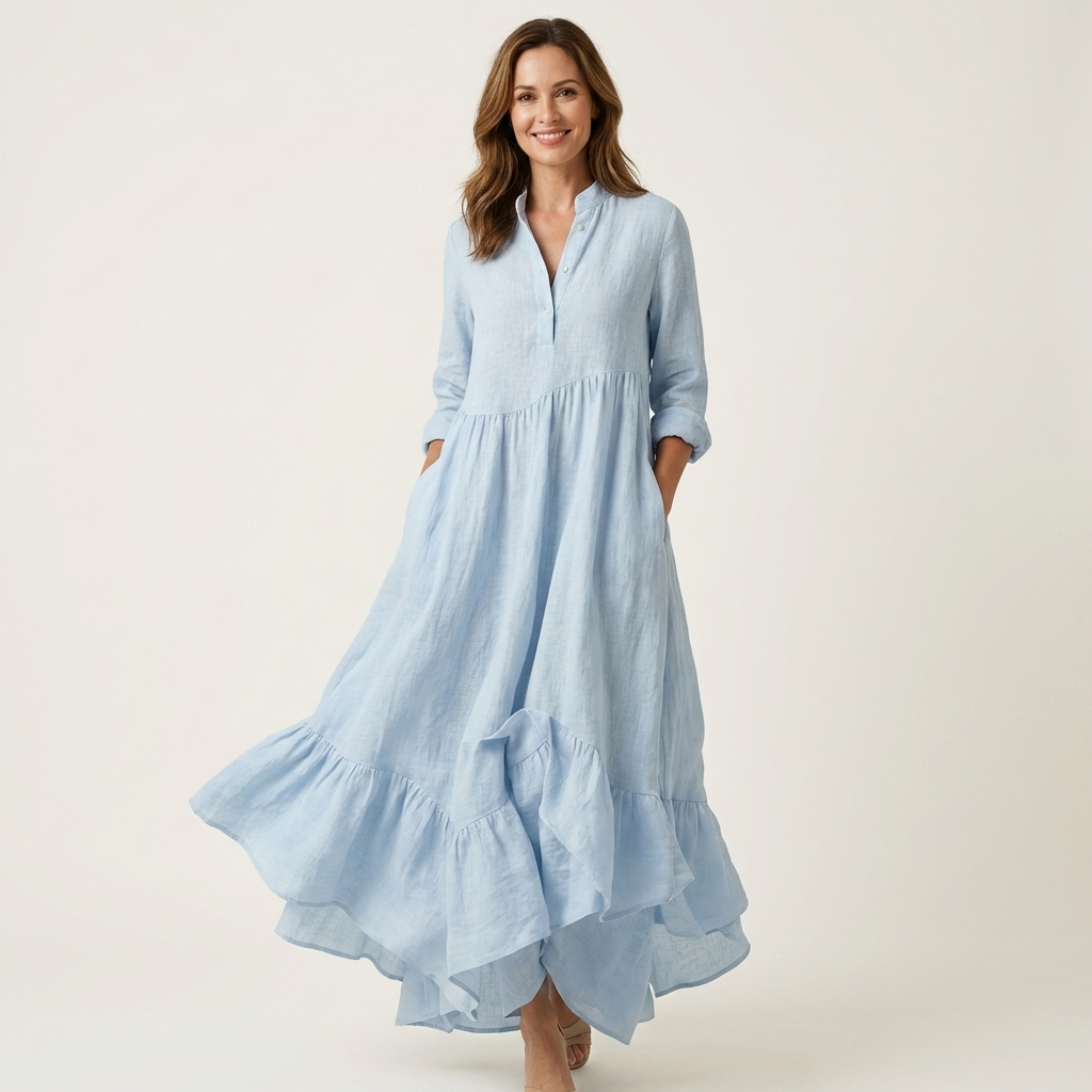 Mara High-Neck Button Maxi Dress