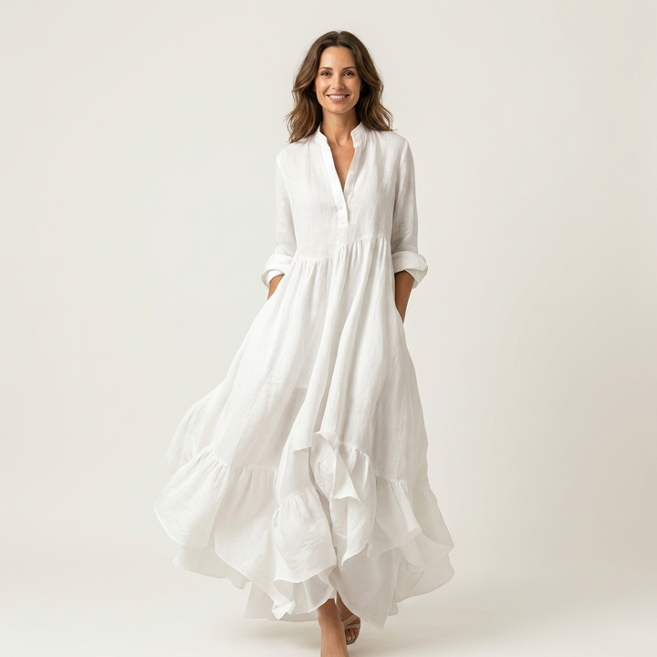 Mara High-Neck Button Maxi Dress