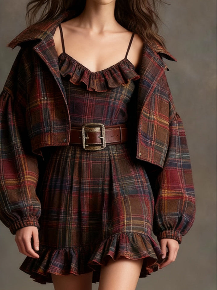 Talia Plaid Jacket Dress Set