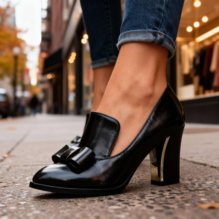 Amara Bow Block Heel Loafers
