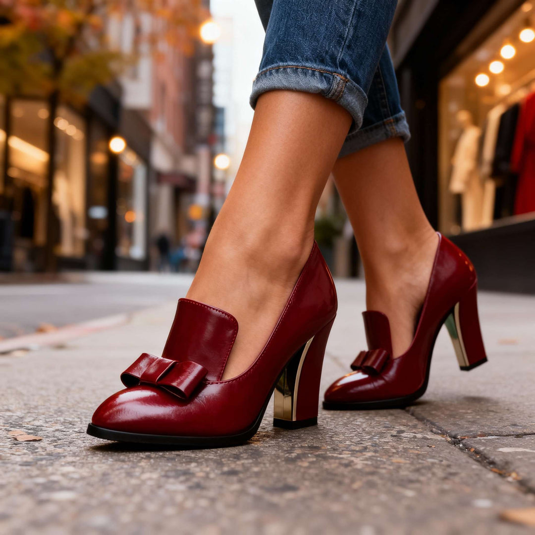 Amara Bow Block Heel Loafers