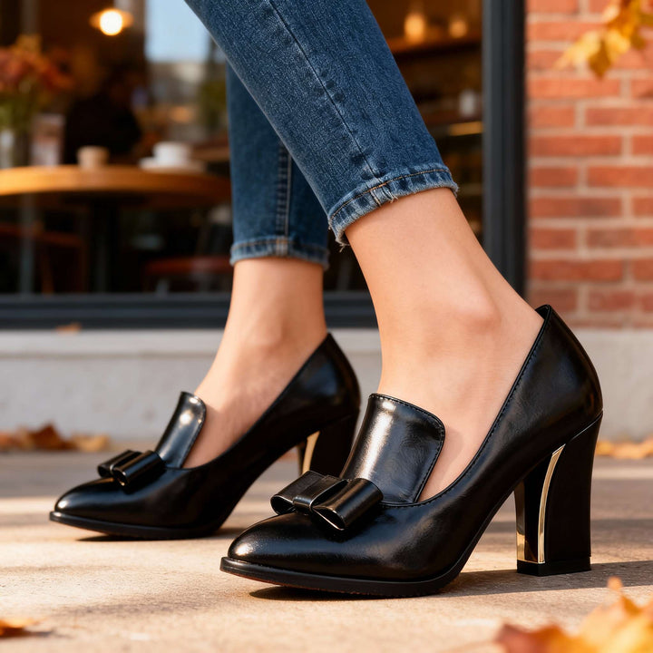 Amara Bow Block Heel Loafers
